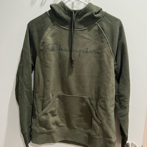 Champion Hoodie Fleece Hooded Pullover Army Green - Picture 2 of 4